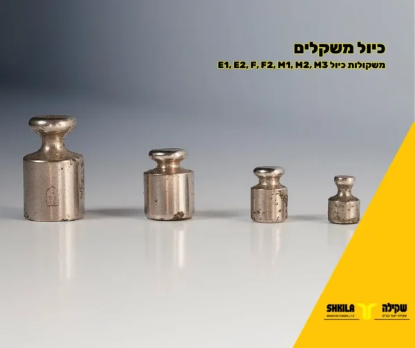 כיול משקלים : משקולות כיול E1, E2, F, F2, M1, M2, M3
