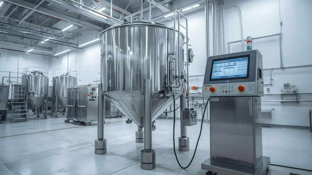 מערכת שקילת מיכל תעשייתי עם תאי שקילה ובקר בקרה